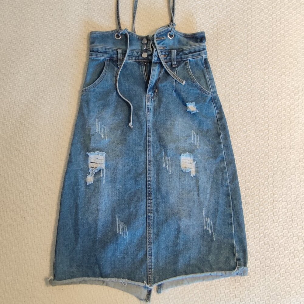 Puor Jeans Denim Skirt Casual Women's S blue